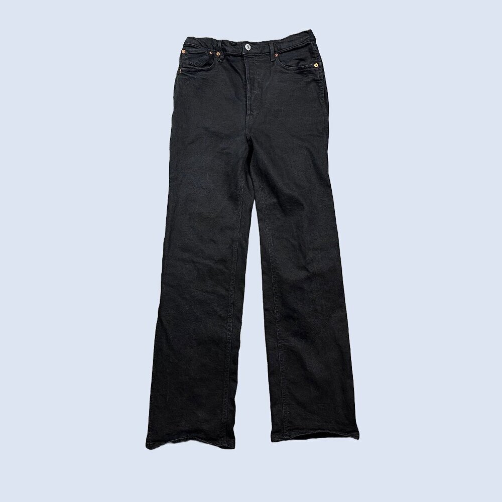 Re/Done Women's Black Straight Leg High Waisted Denim Jeans Size 30